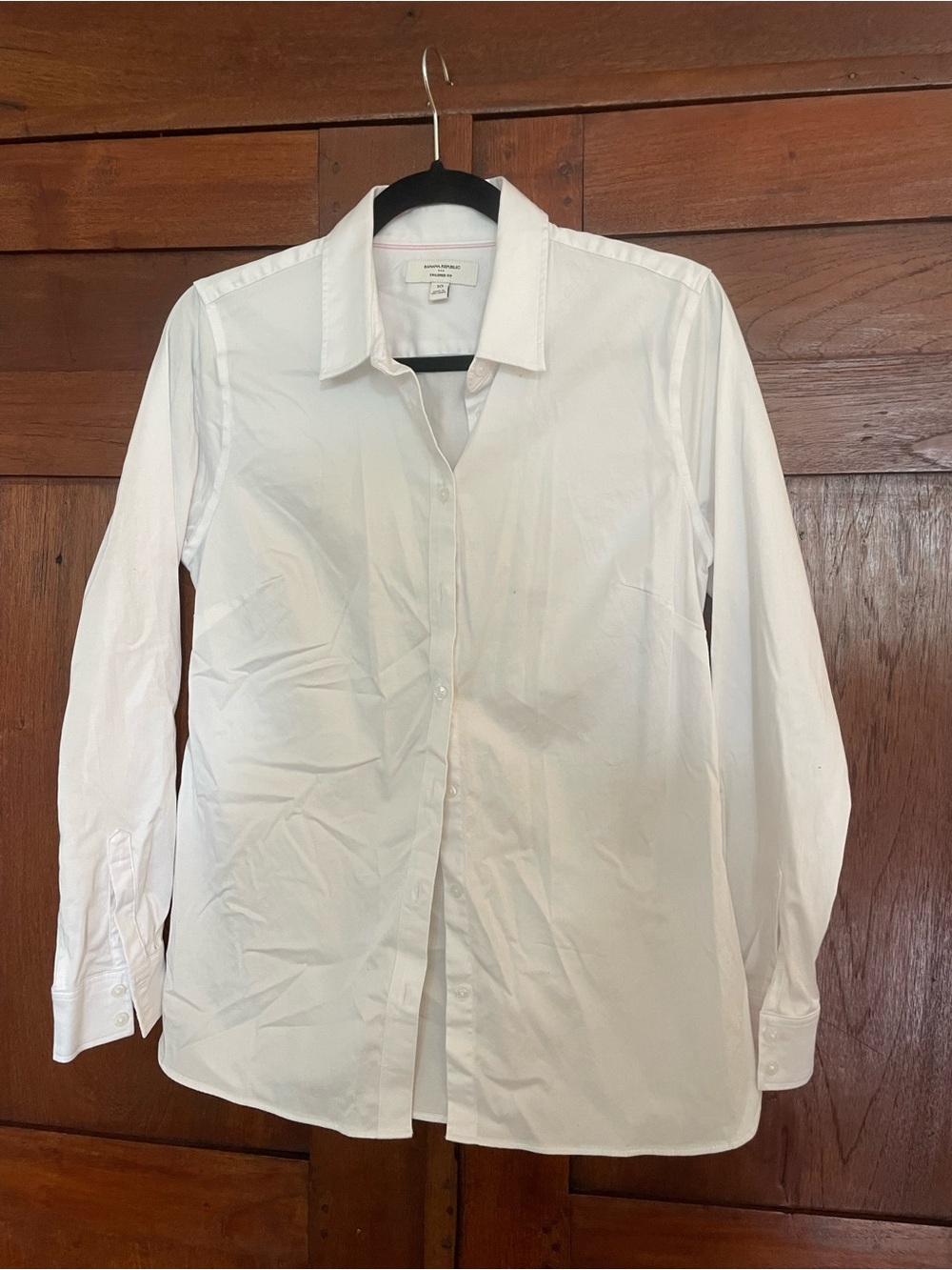 Banana Republic White Long-Sleeve Dress Shirt